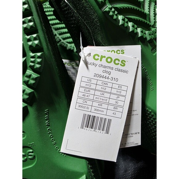 🍀 New CROCS Lucky Charms Clasic Clog Cereal Kelly Green Size Men’s 12 Jibbitz - Picture 15 of 15